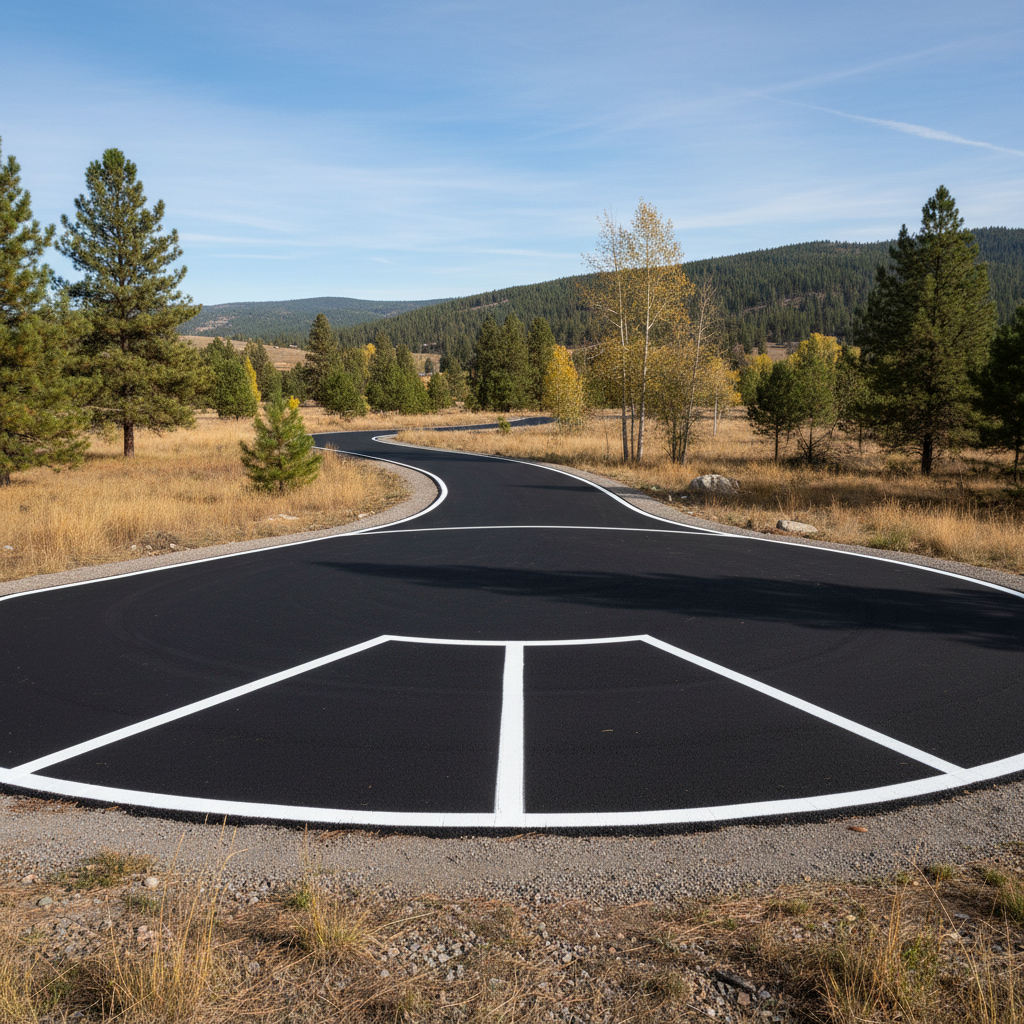 Completed asphalt striping work at a residential property in Missoula, MT
