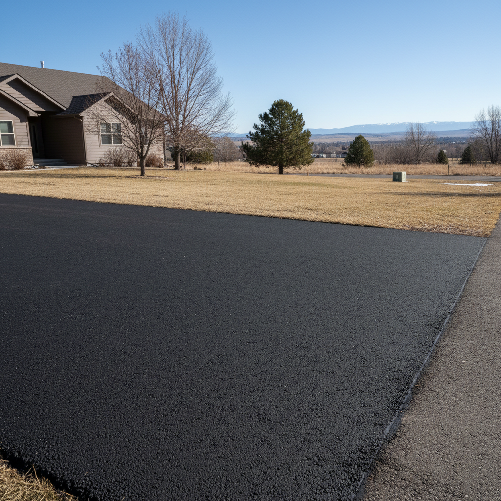 Completed asphalt repair work at a residential property in Billings, MT