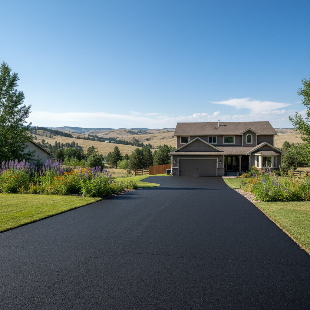 Completed asphalt sealcoating work at a residential property in Billings, MT