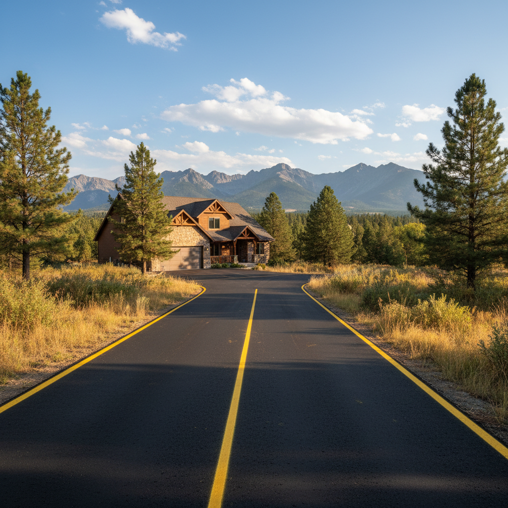 Completed asphalt striping work at a residential property in Missoula, MT