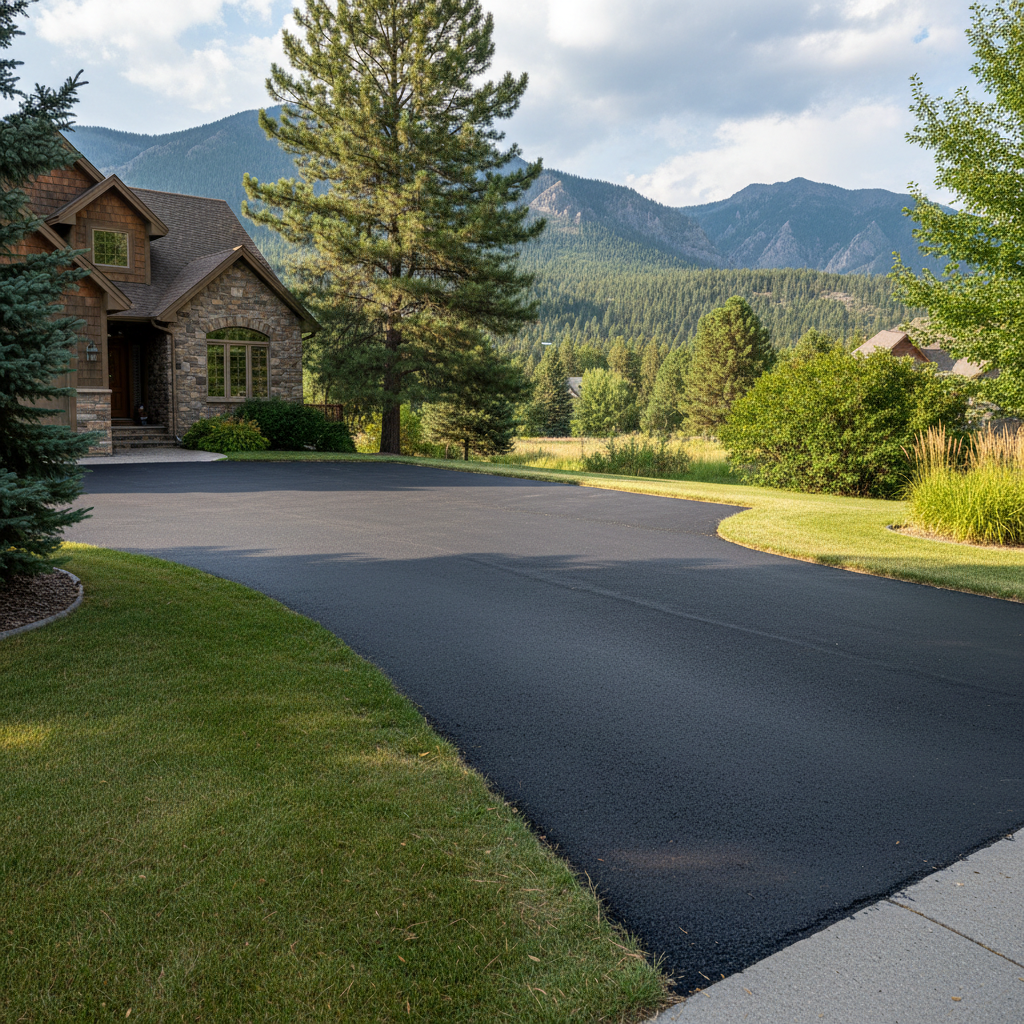 Completed asphalt repair work at a residential property in Missoula, MT