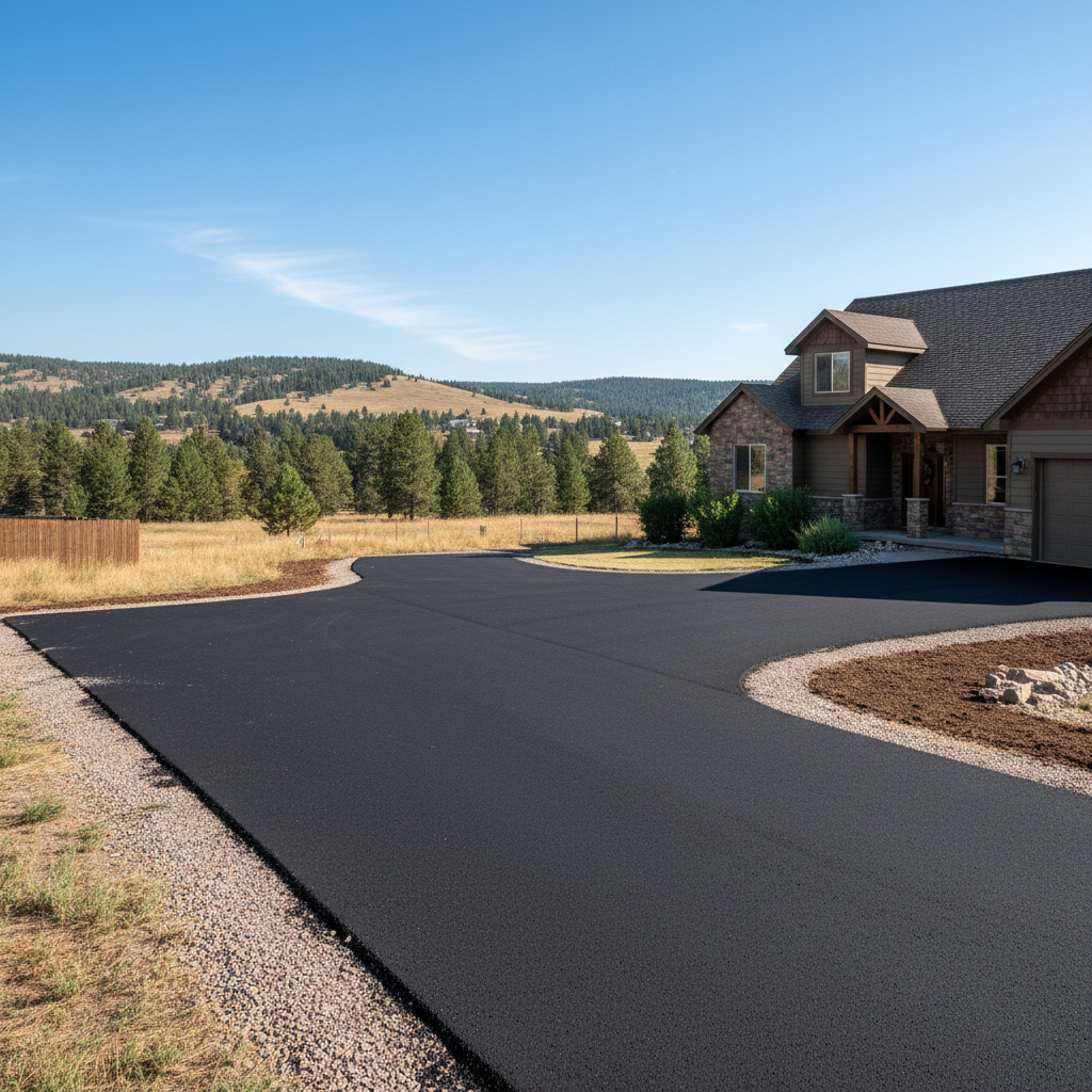 Completed asphalt repair work at a residential property in Missoula, MT