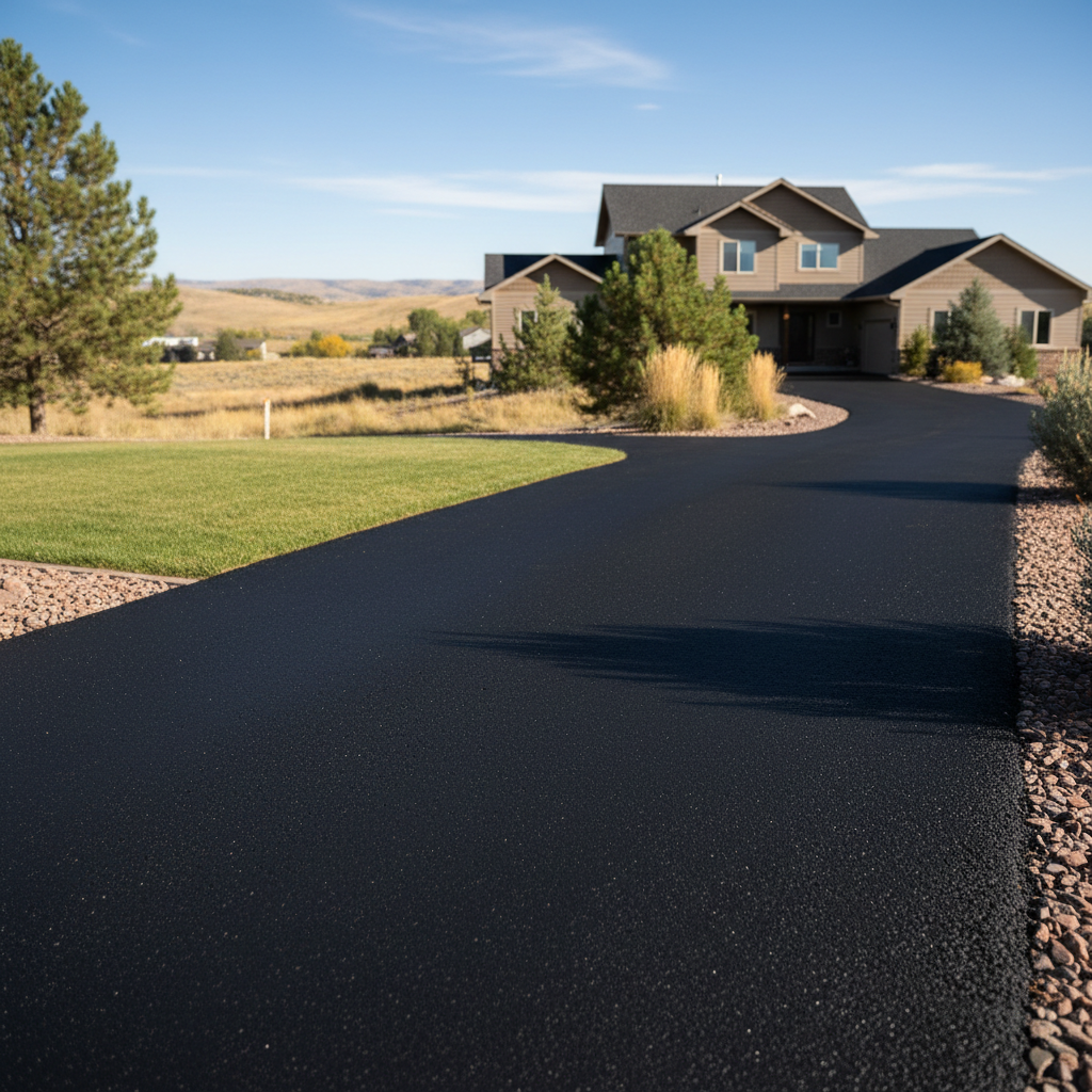 Completed asphalt sealcoating work at a residential property in Billings, MT