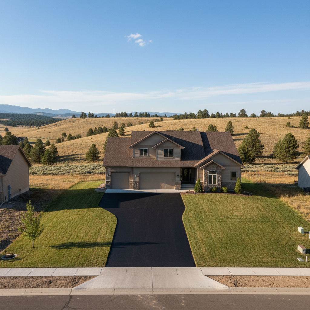 Completed driveway paving work at a residential property in Billings, MT
