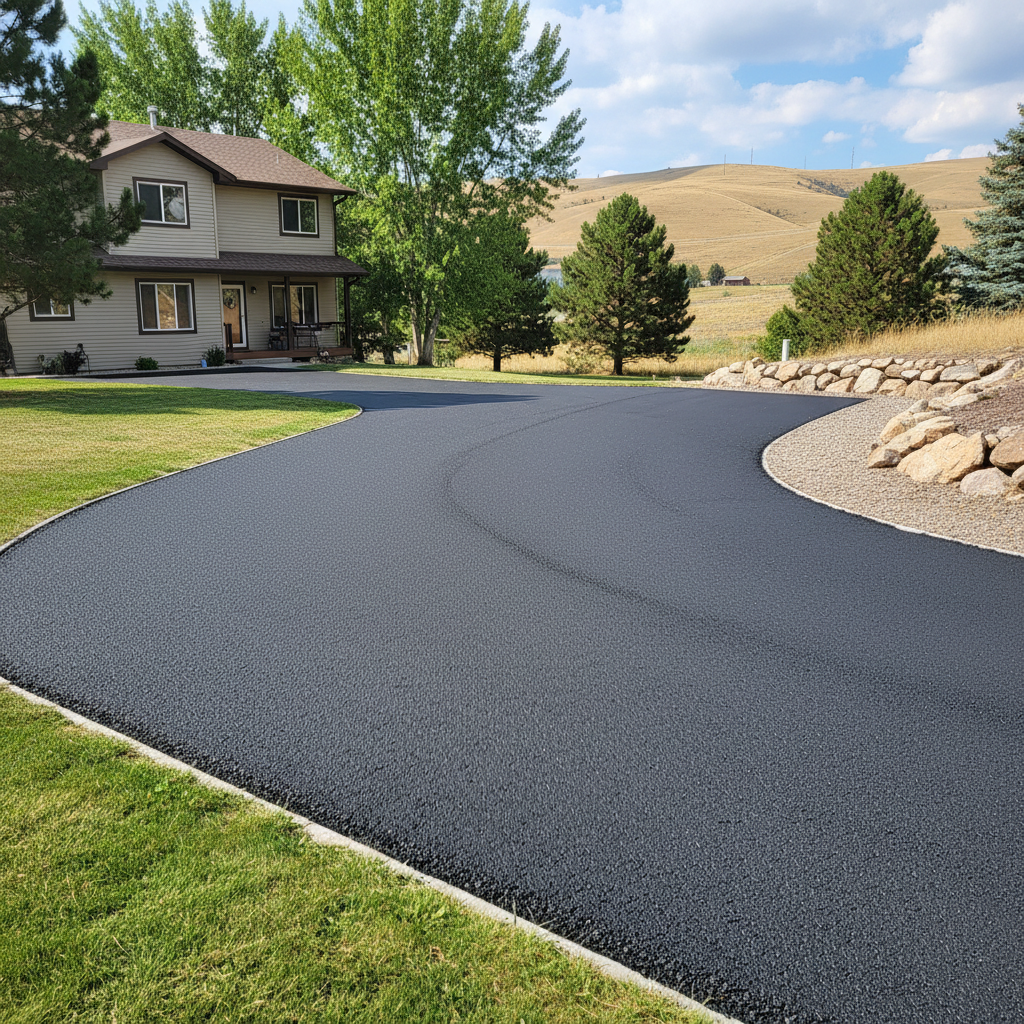 Completed driveway paving work at a residential property in Billings, MT