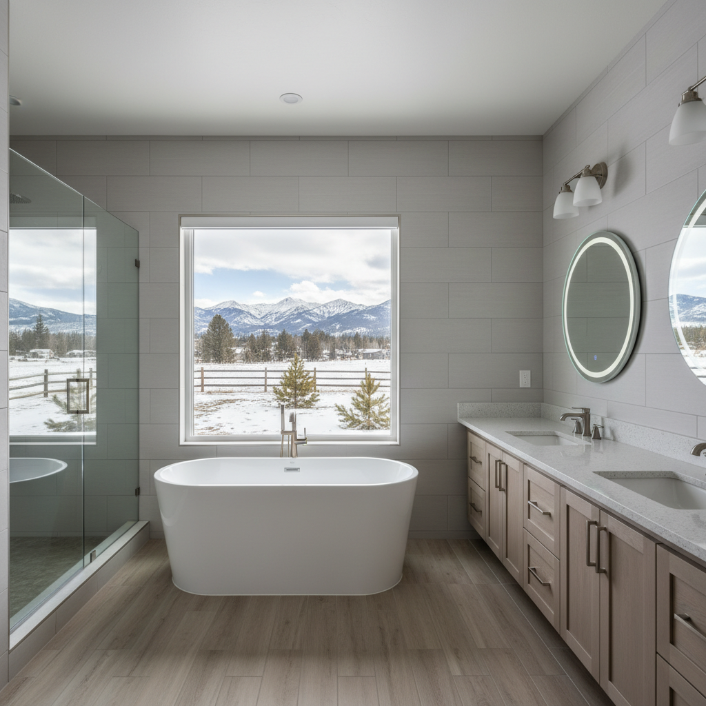 Completed bathroom remodel work at a residential property in Bozeman, MT