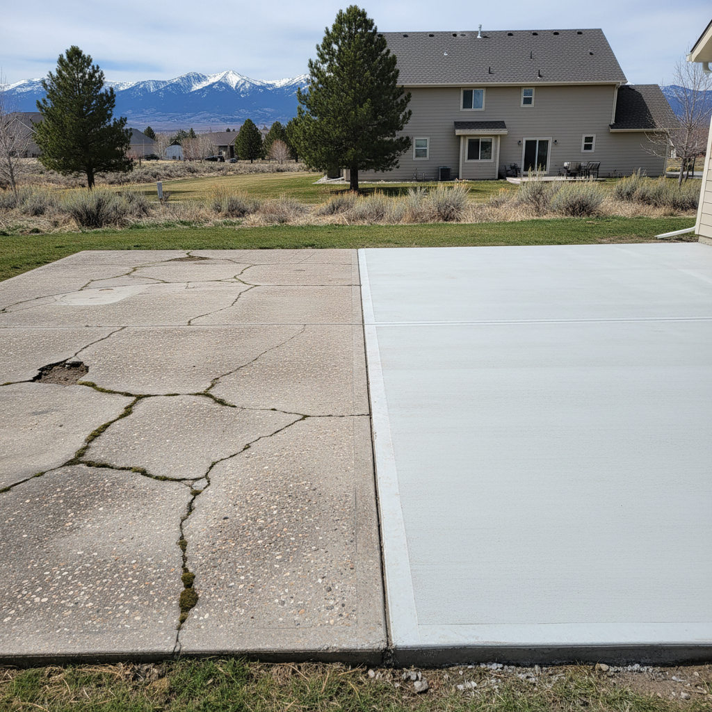 Completed concrete flatwork work at a residential property in Great Falls, MT
