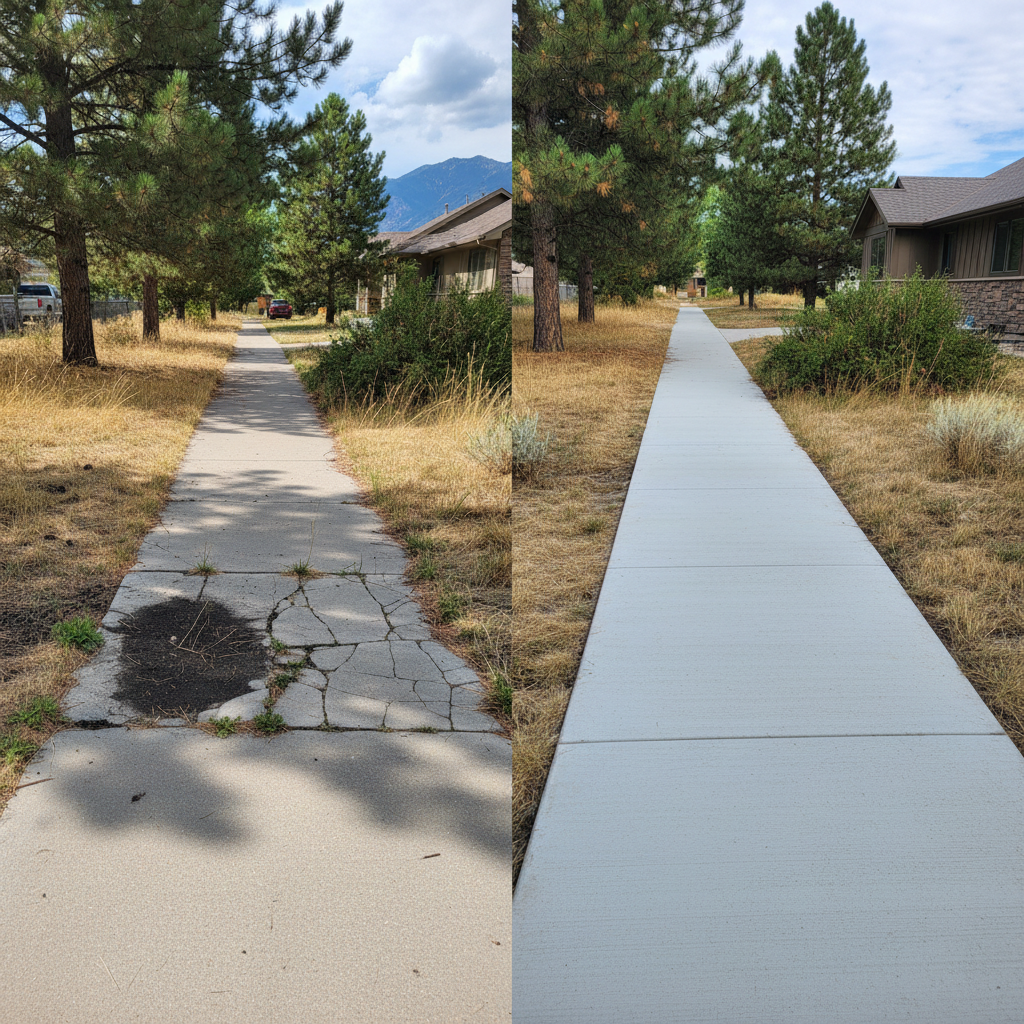 Completed concrete sidewalks work at a residential property in Missoula, MT