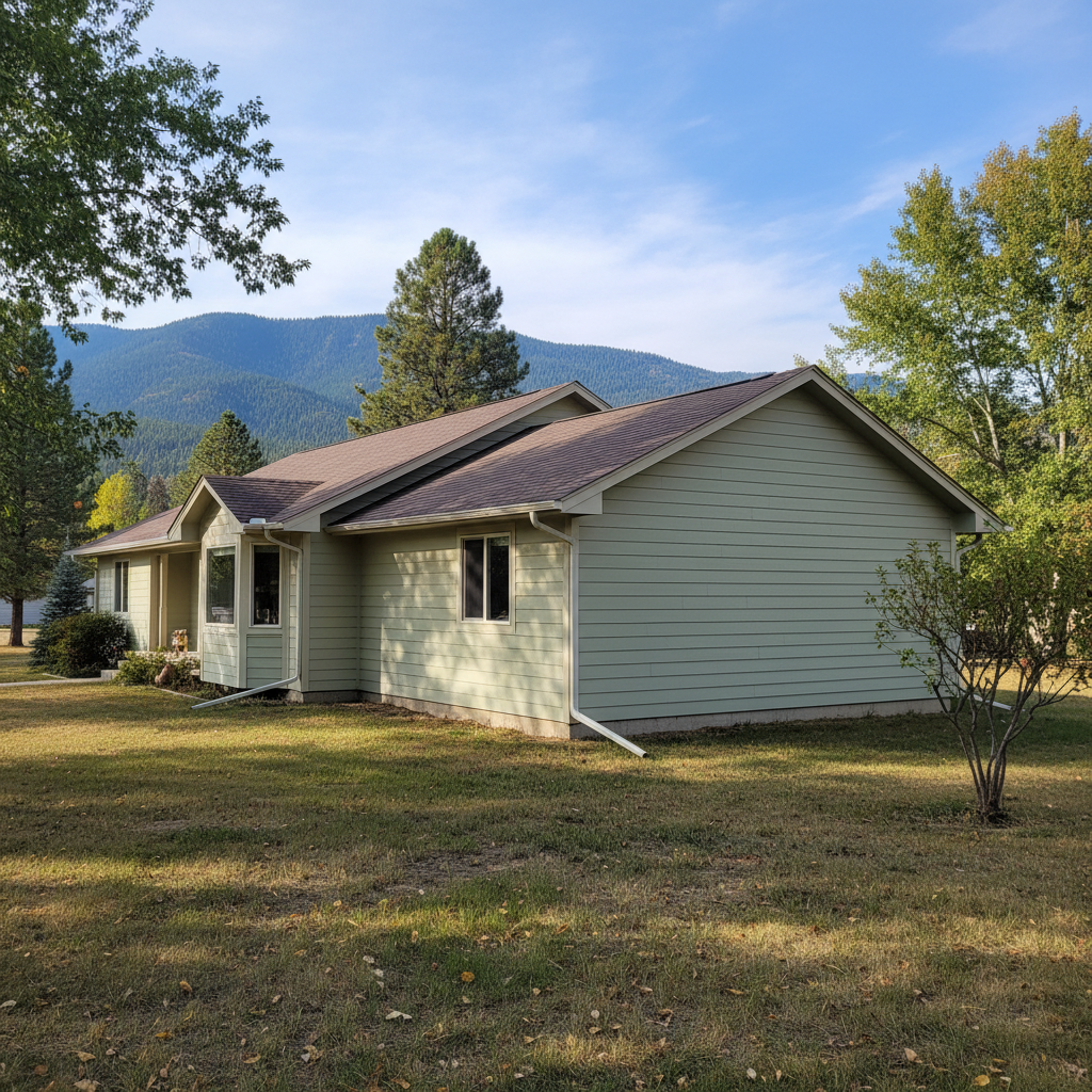 Completed seamless gutter installation work at a residential property in Missoula, MT