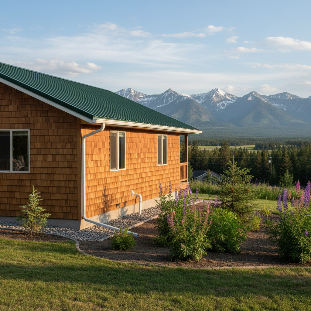 Completed gutter maintenance plans work at a residential property in Kalispell, MT