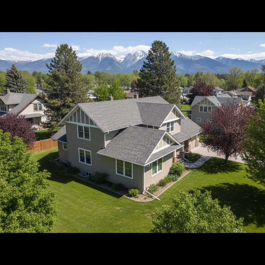Completed asphalt shingle roofing work at a residential property in Missoula, MT