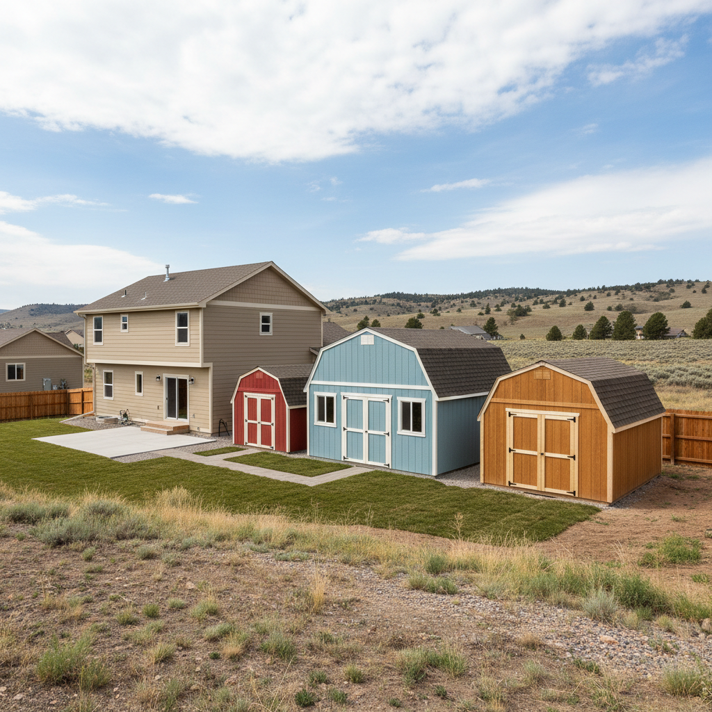 Completed storage sheds work at a residential property in Billings, MT