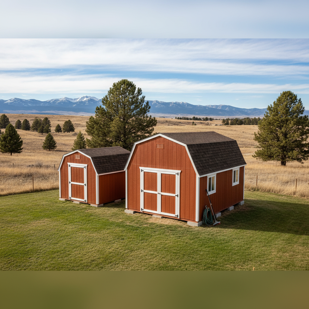 Completed storage sheds work at a residential property in Great Falls, MT