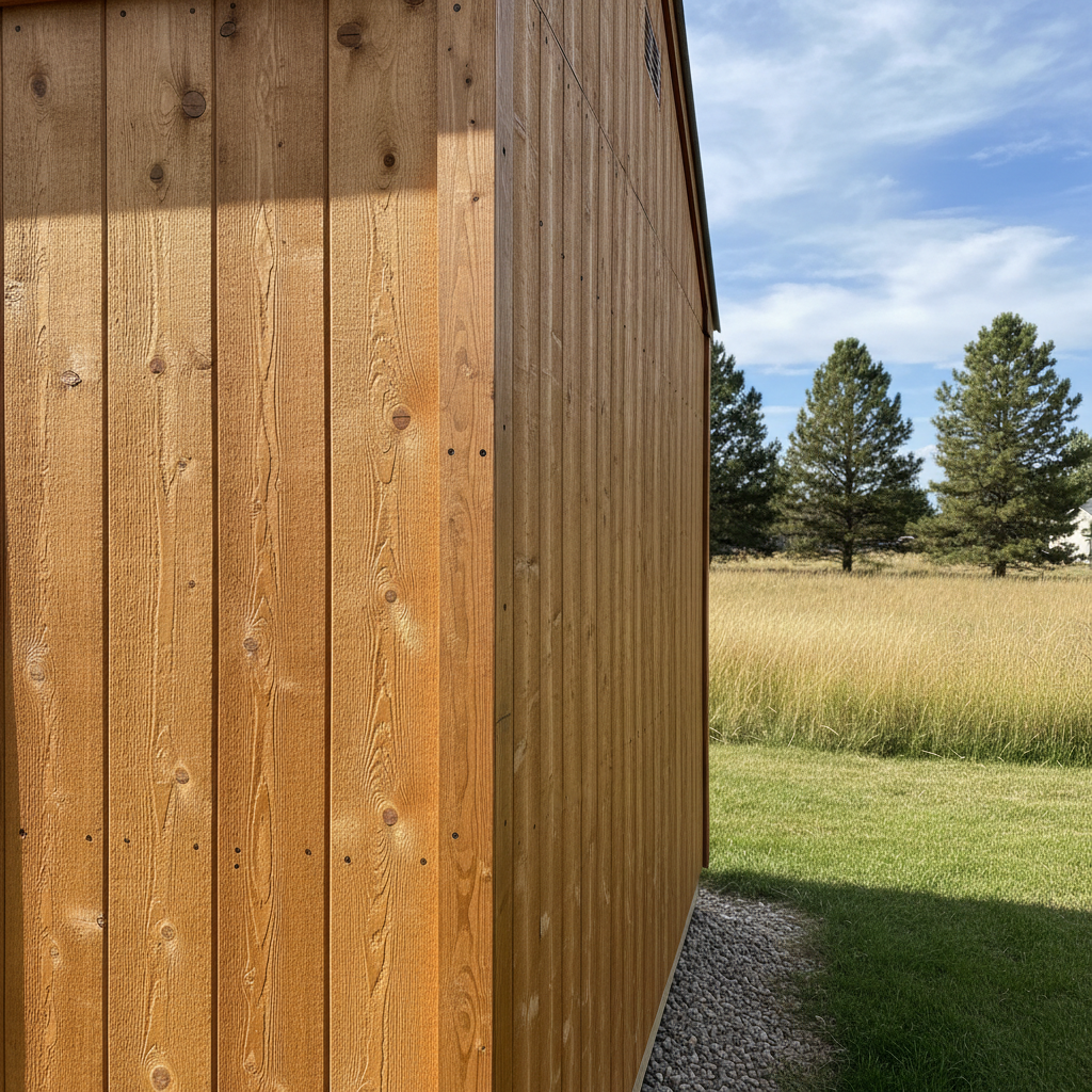 Completed storage sheds work at a residential property in Great Falls, MT