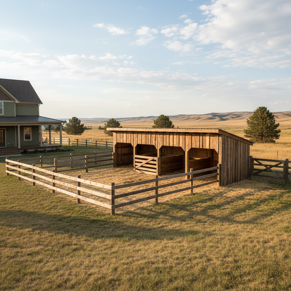 Completed livestock shelters work at a residential property in Great Falls, MT