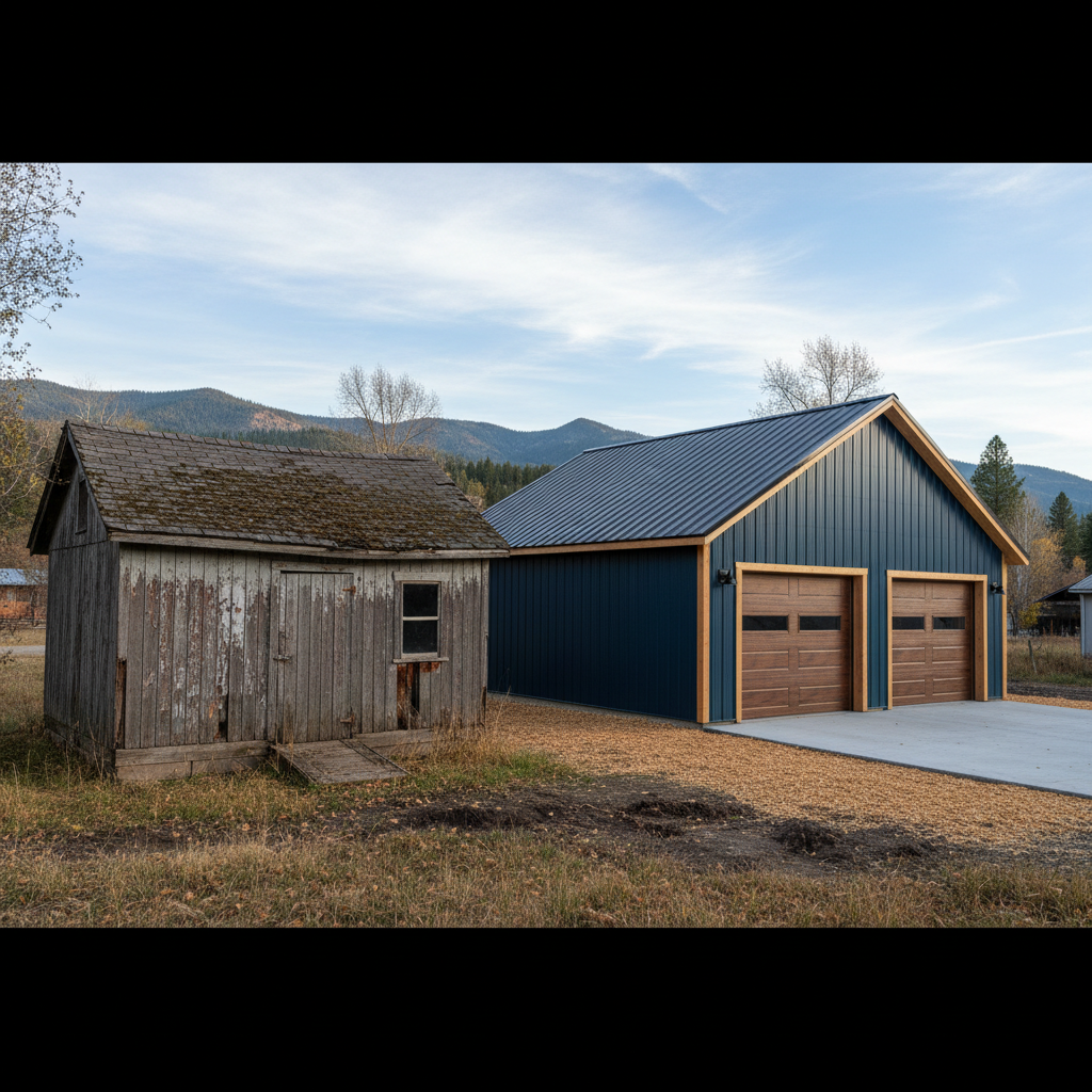 Completed garage design & building work at a residential property in Missoula, MT
