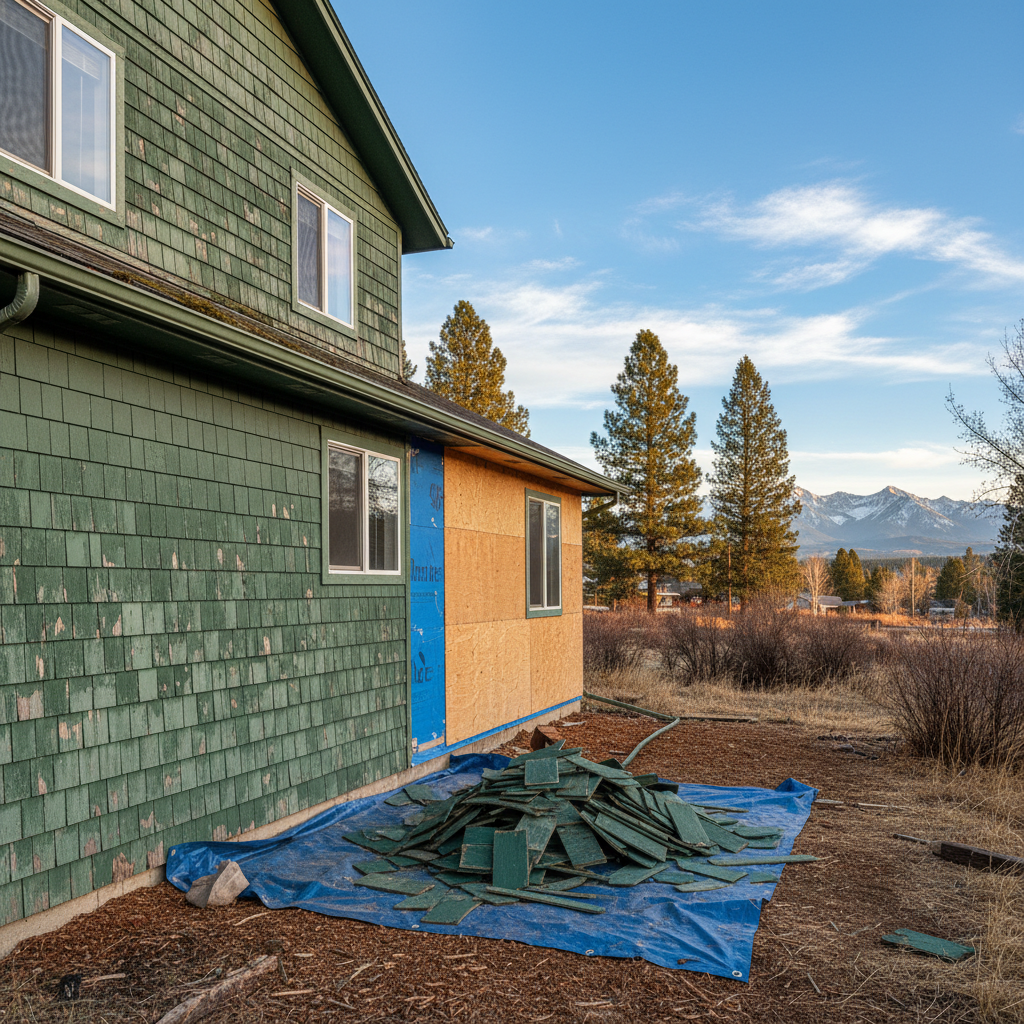 Completed siding removal work at a residential property in Missoula, MT