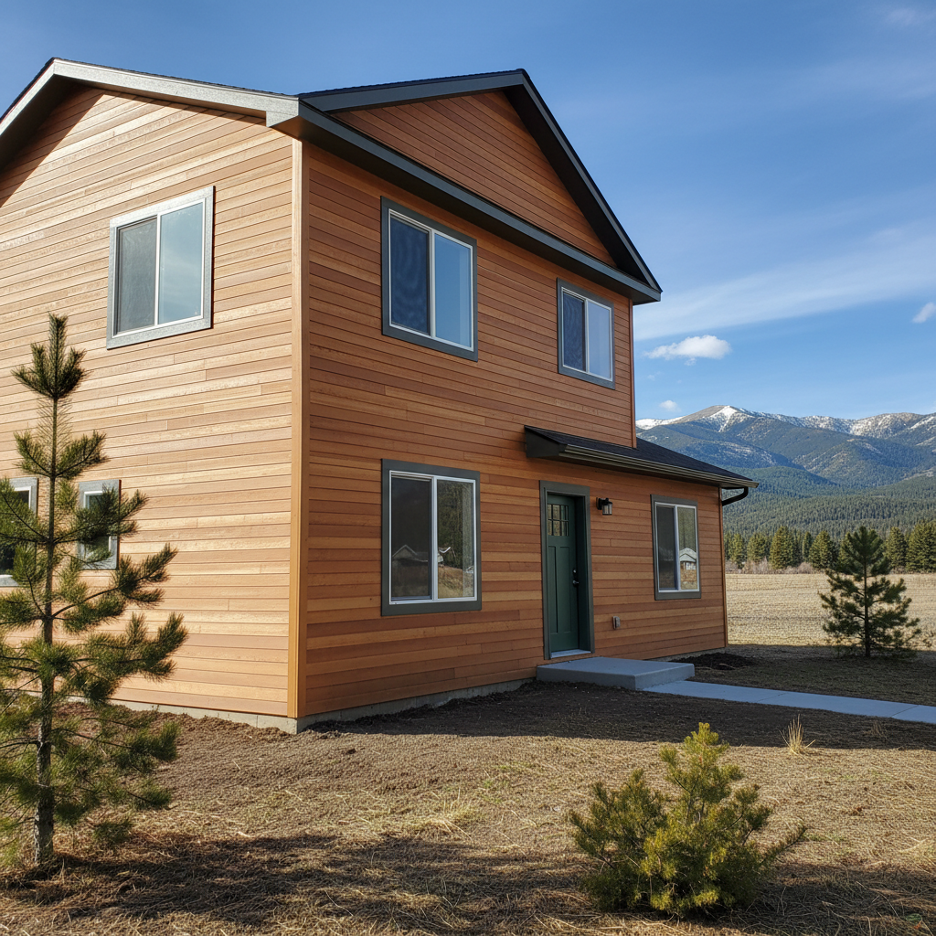 Completed wooden siding work at a residential property in Missoula, MT