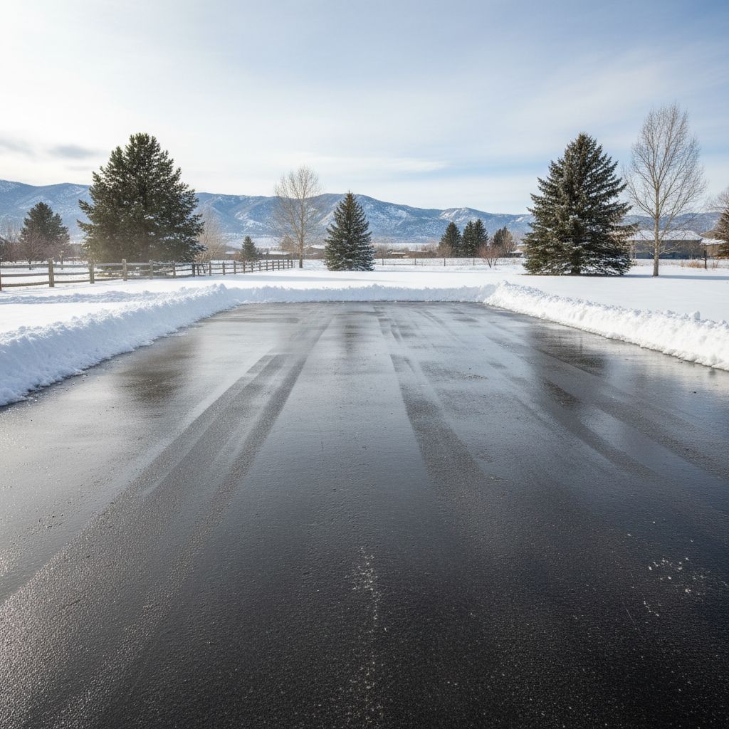 Completed snow plowing work at a residential property in Helena, MT
