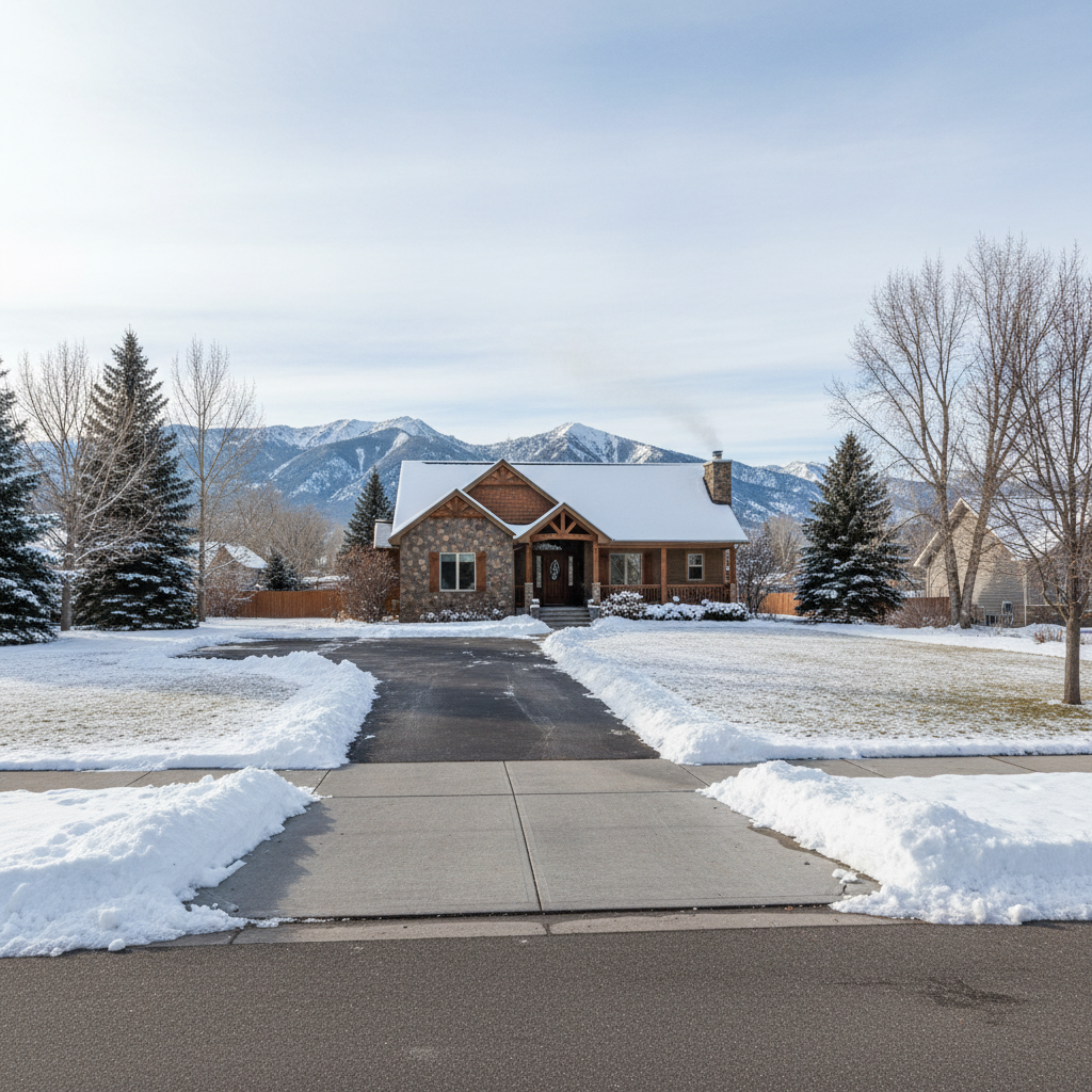 Completed snow removal work at a residential property in Helena, MT