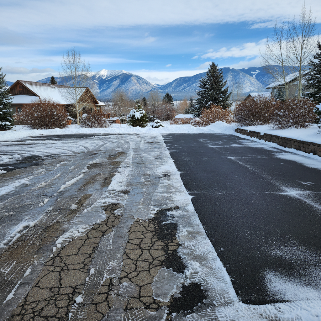 Completed commercial parking lot plowing work at a residential property in Helena, MT