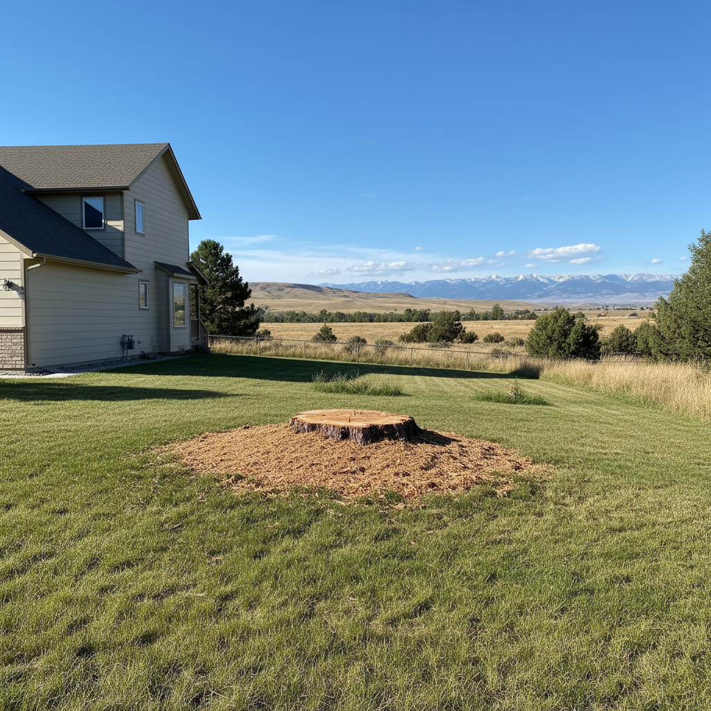 Completed tree removal work at a residential property in Laurel, MT
