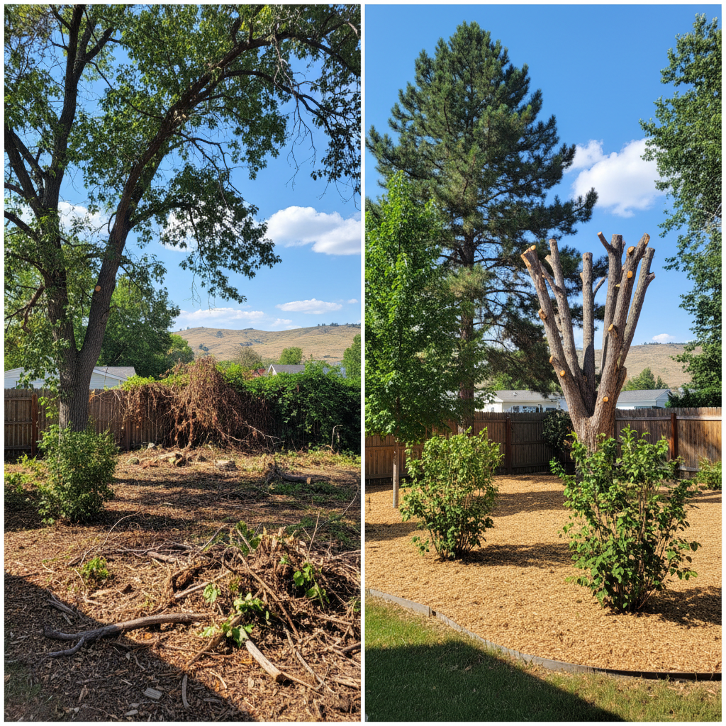 Completed tree pruning work at a residential property in Billings, MT