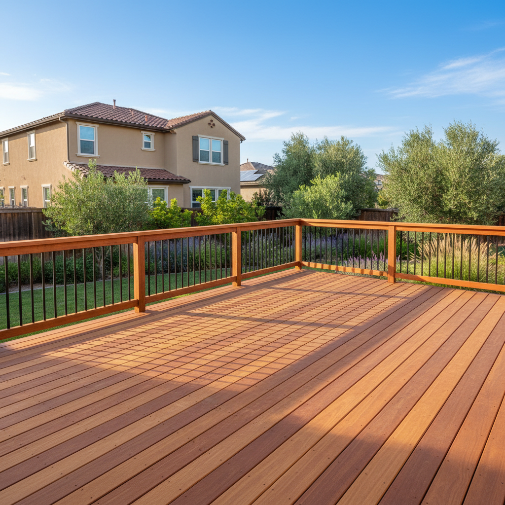 Completed wooden decks work at a residential property in Clovis, CA