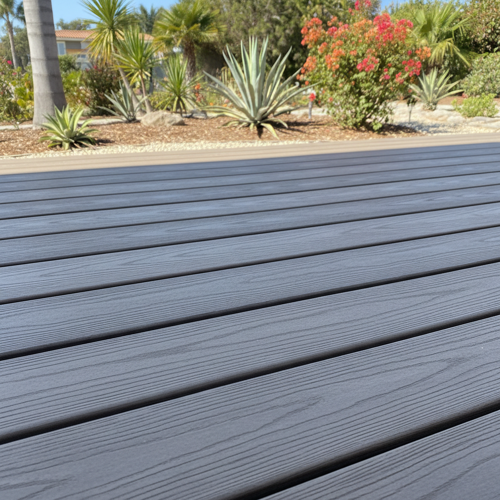 Completed composite decks work at a residential property in Encinitas, CA