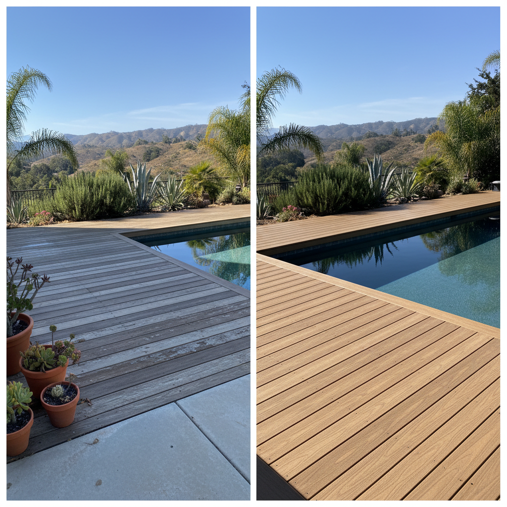 Completed pool decks work at a residential property in Encinitas, CA