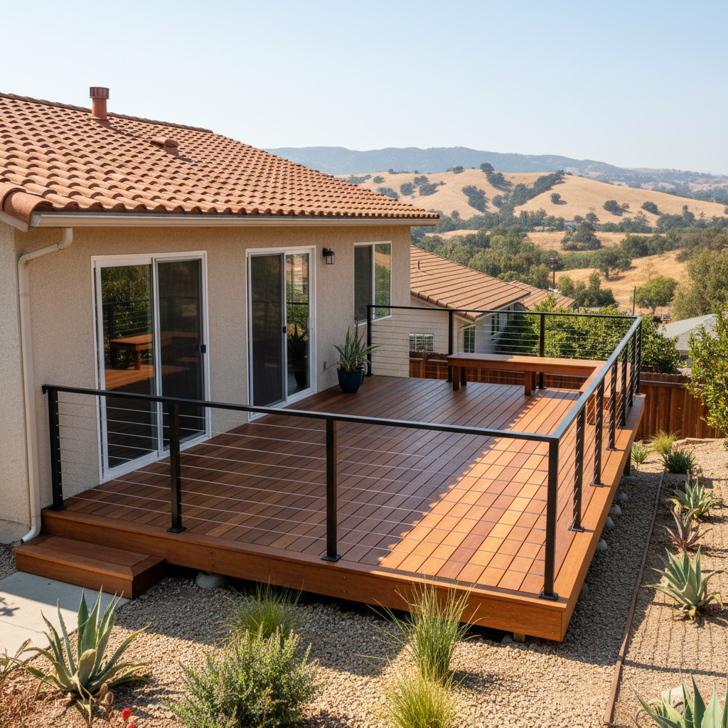 Completed deck construction work at a residential property in Los Angeles, CA