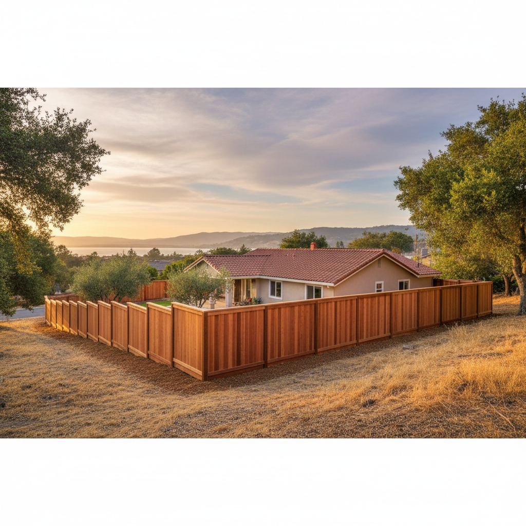 Completed wood fence installation work at a residential property in Benicia, CA