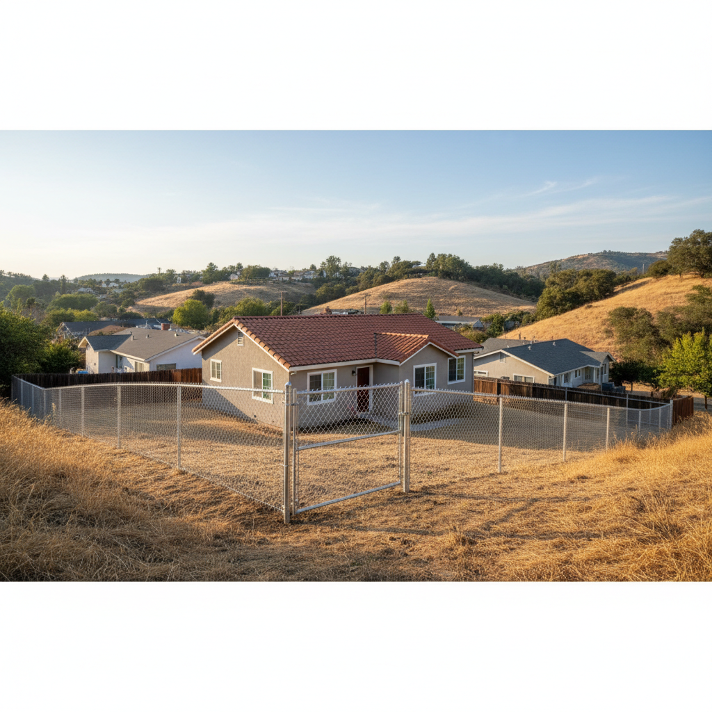 Completed chain link fence installation work at a residential property in Vallejo, CA