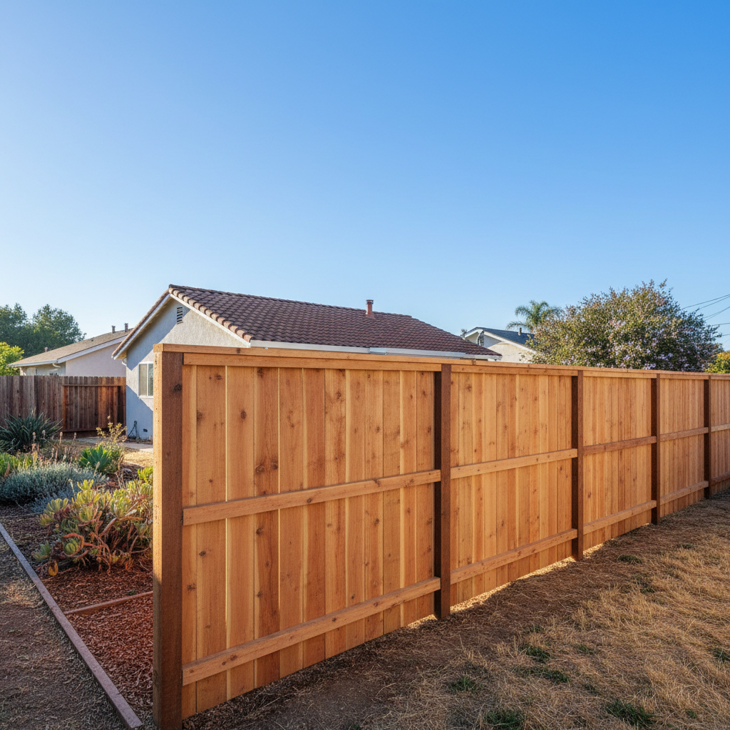 Completed fence repair work at a residential property in Vallejo, CA
