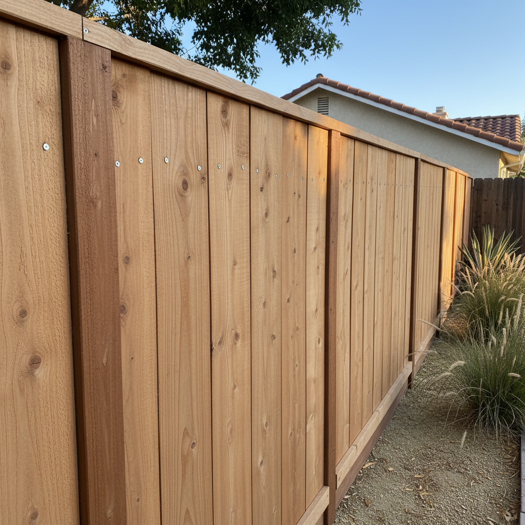 Completed fence repair work at a residential property in Garden Grove, CA