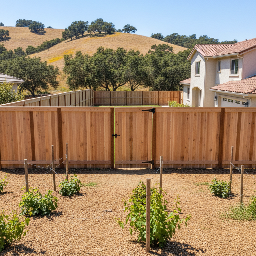 Completed privacy fence installation work at a residential property in Napa, CA