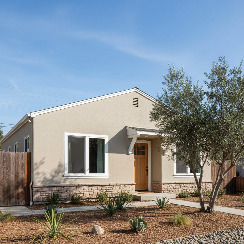 Completed stucco removal work at a residential property in Santa Clara, CA