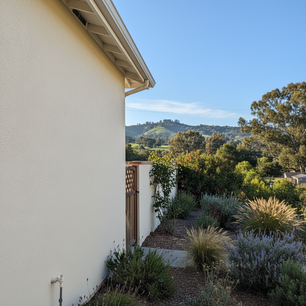 Completed residential stucco work at a residential property in Santa Cruz, CA