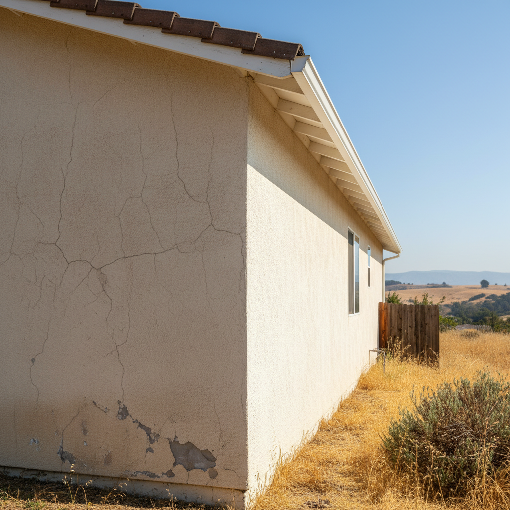 Completed stucco replacement work at a residential property in Santa Clara, CA