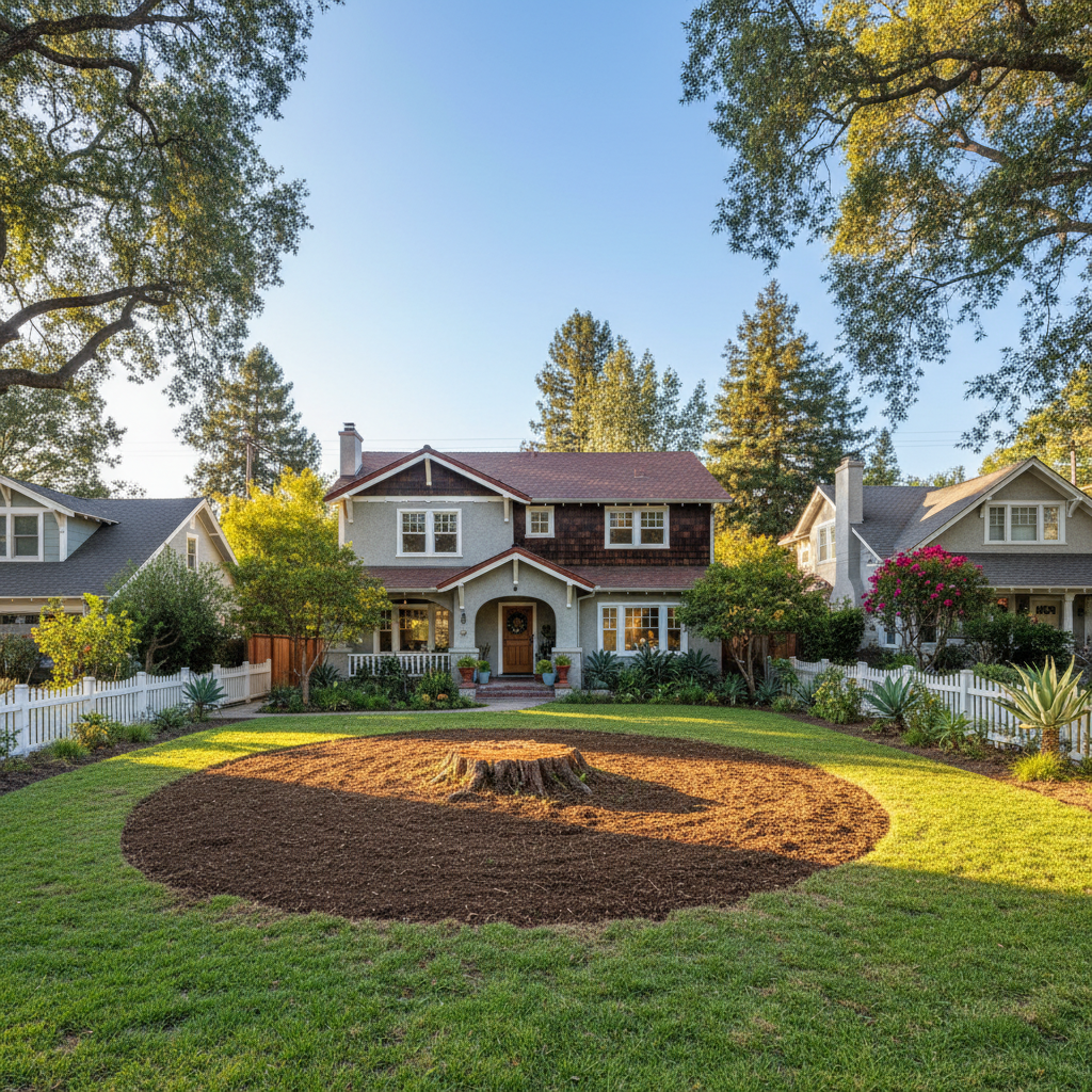 Completed stump grinding & removal work at a residential property in Menlo Park, CA