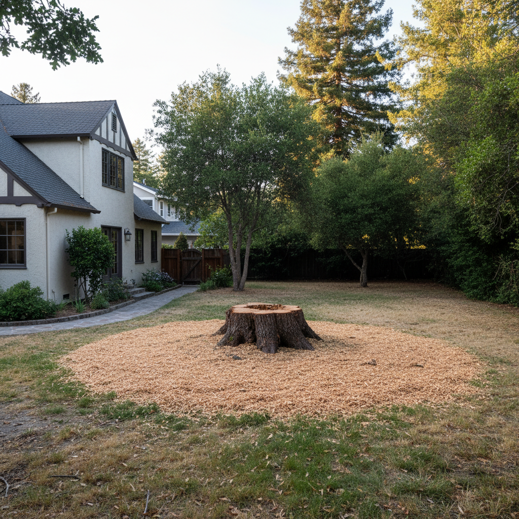 Completed emergency tree removal work at a residential property in Menlo Park, CA