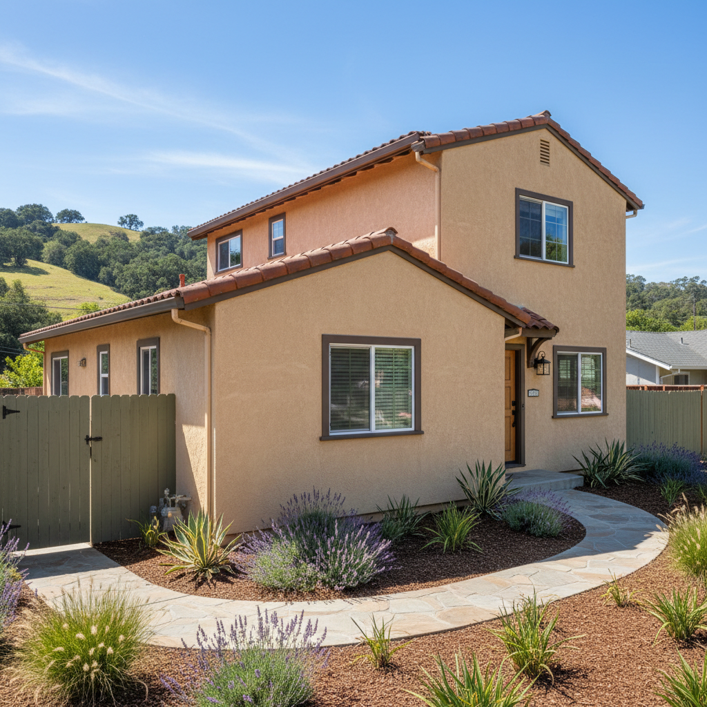 Completed residential stucco work at a residential property in Watsonville, CA
