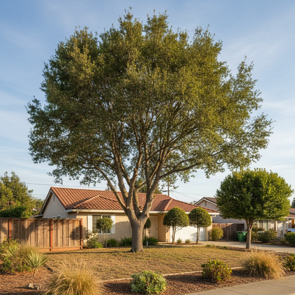 Completed tree trimming work at a residential property in Fremont, CA