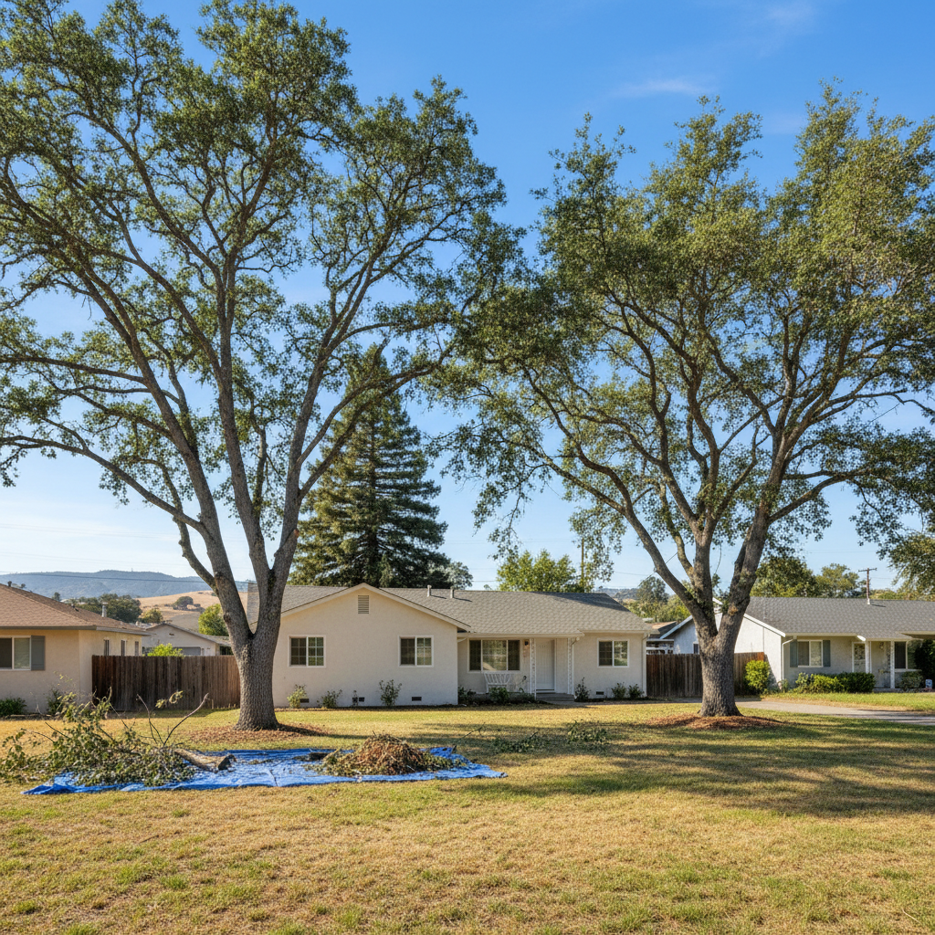 Completed tree trimming work at a residential property in Menlo Park, CA
