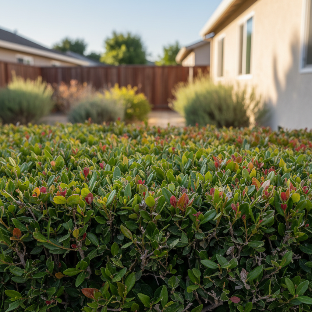 Completed shrub & bush trimming work at a residential property in San Lorenzo, CA