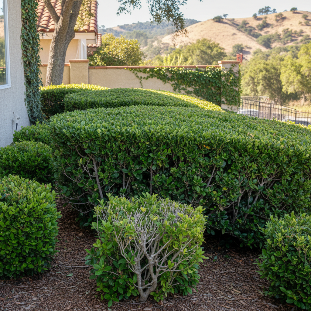 Completed shrub & bush trimming work at a residential property in Fremont, CA