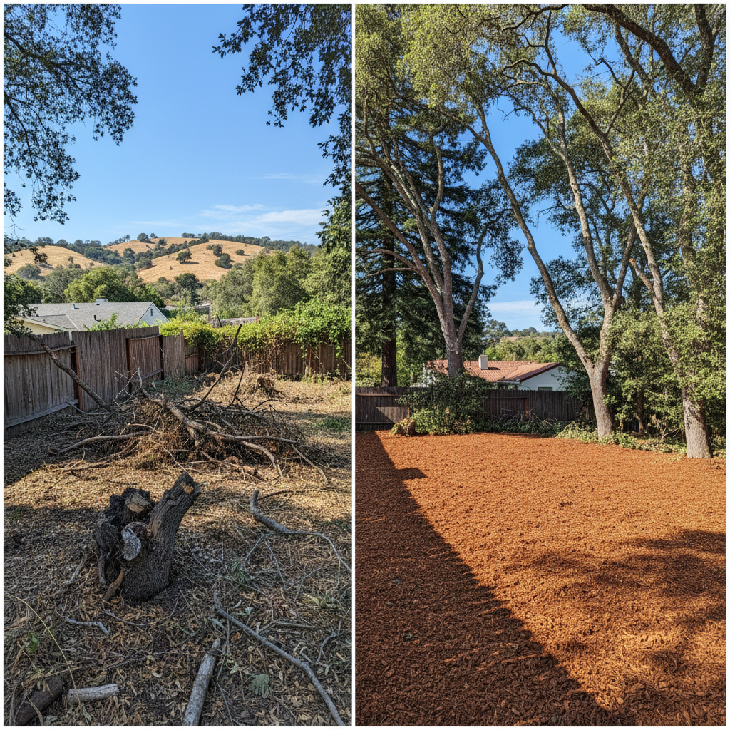 Completed tree trimming work at a residential property in Oakland, CA