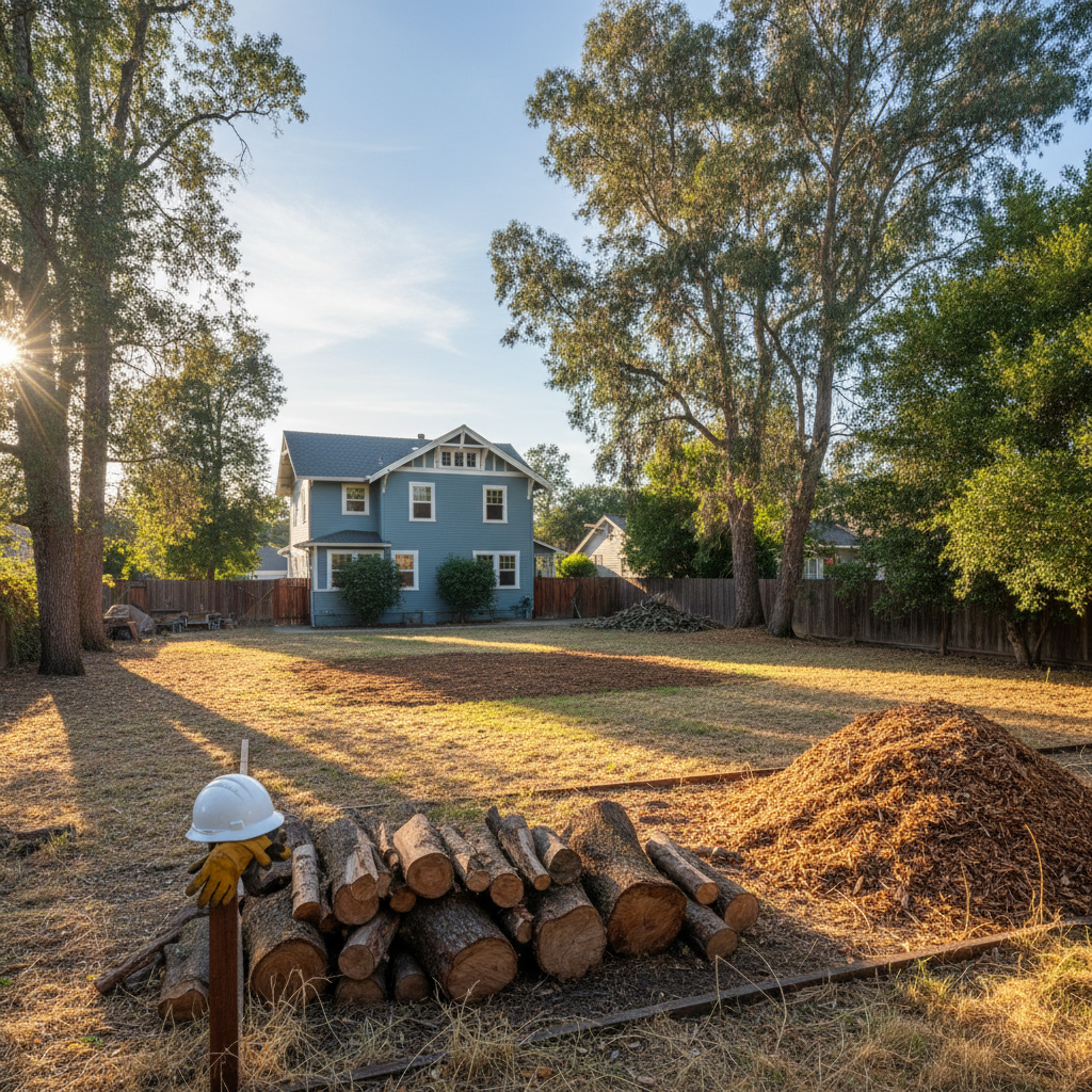 Completed tree removal work at a residential property in San Leandro, CA