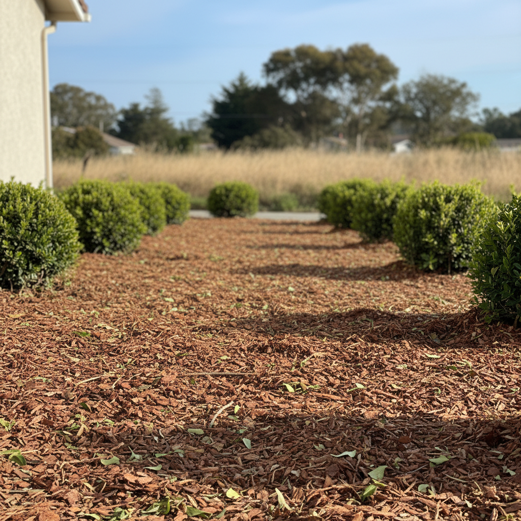 Completed shrub & bush trimming work at a residential property in Grover Beach, CA