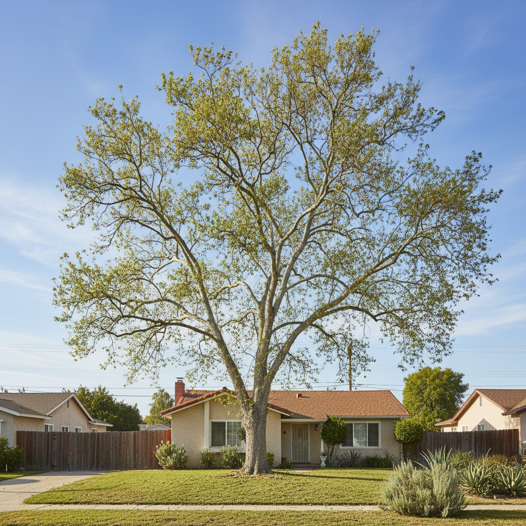 Completed tree trimming work at a residential property in Hawthorne, CA